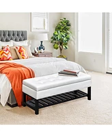 Homcom Pu Leather Ottoman Bed Bench Storage Footstool Organizer W/ Shoe Rack