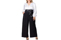 Kiyonna Plus Refined Satin Wide Leg Jumpsuit