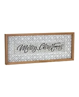 Slickblue Set of 2 Ornate Metal Merry Christmas Signs for Festive Decor