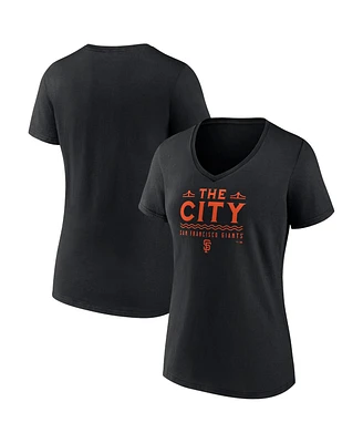 Fanatics Women's Black San Francisco Giants the City V-Neck T-Shirt