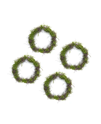 Moss Leaf Twig Wreath for Natural Home Decor (Set of 4)
