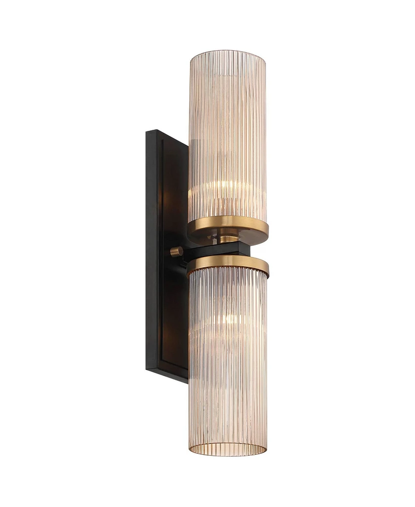 Stiffel Palais 20 1/4" High Black and Warm Brass 2-Light Wall Sconce