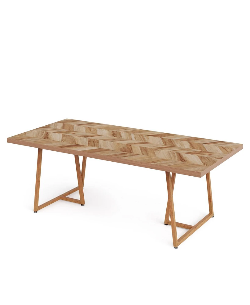 Tribesigns Farmhouse Dining Table for 6 to 8, 70.9 Inch Rectangular Wood Kitchen Table with Heavy Duty Wooden Legs, Industrial Dinner Table for Dining