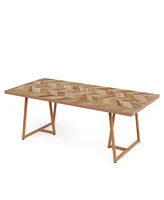 Tribesigns Farmhouse Dining Table for 6 to 8, 70.9 Inch Rectangular Wood Kitchen Table with Heavy Duty Wooden Legs, Industrial Dinner Table for Dining