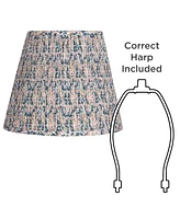 Hardback Shirred Empire Lamp Shade Pink Blue Floral Medium 8" Top x 13" Bottom x 11" Slant x 10.75" High Spider with Replacement H