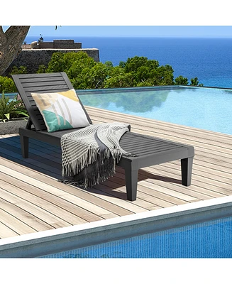 Gymax Patio Outdoor Chaise Lounge Chair Recliner w/ Adjustable Backrest Brown