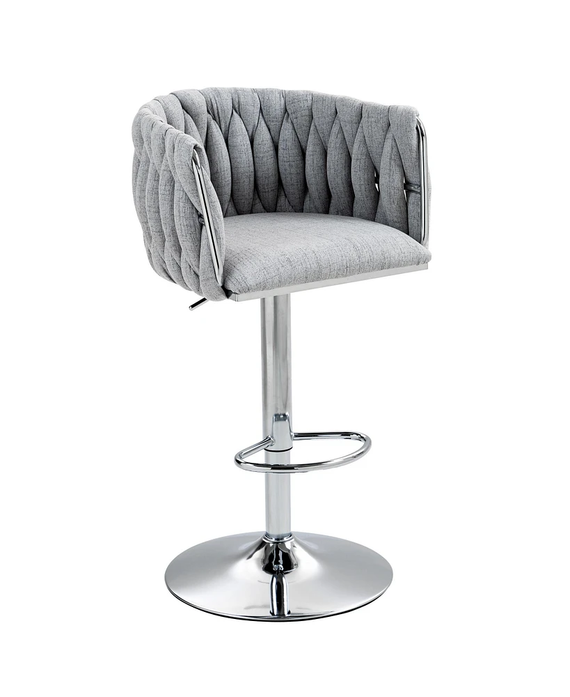 360° Swivel Bar Stools with Woven Back & Footrest (Set Of 2)