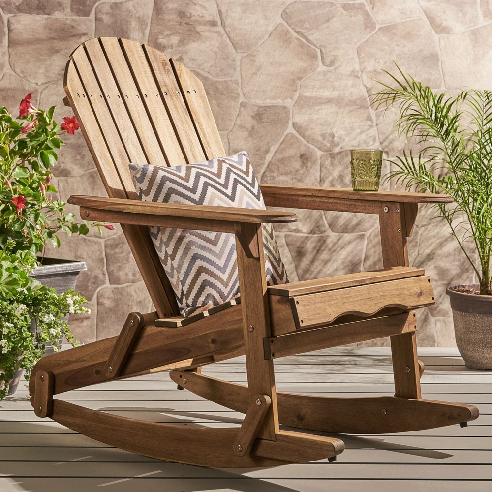 Malibu Acacia Wood Adirondack Rocking Chair