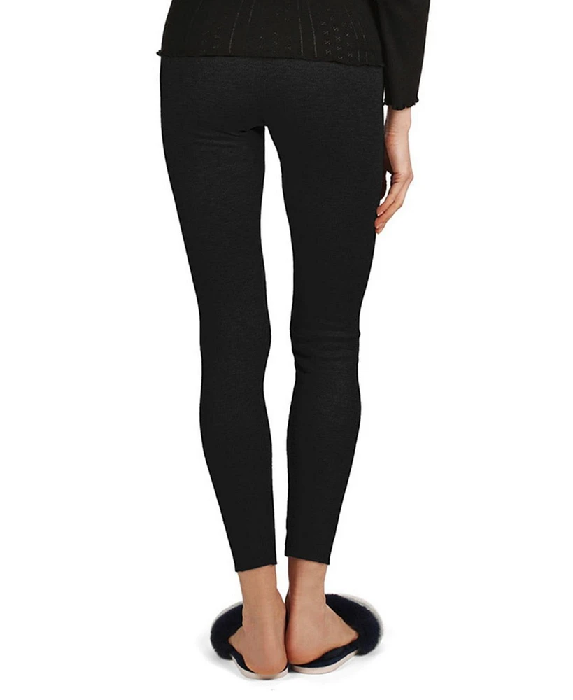 MeMoi Women's 100% Cotton Pointelle Rib Knit Seamless Leggings