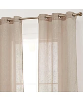 Hlc.me Emily Faux Linen Semi Sheer Light Filtering Transparent Grommet Lightweight Window Curtains Drapery Panels, 2 Panels