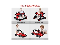 Slickblue Kids 4-in-1 Foldable Activity Push Walker with Adjustable Height