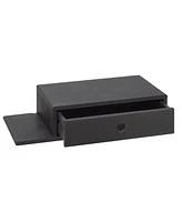 Woodek Black Hardwood Nightstand with an Open Shelf on the Left and a Drawer - Side Table for Bedroom