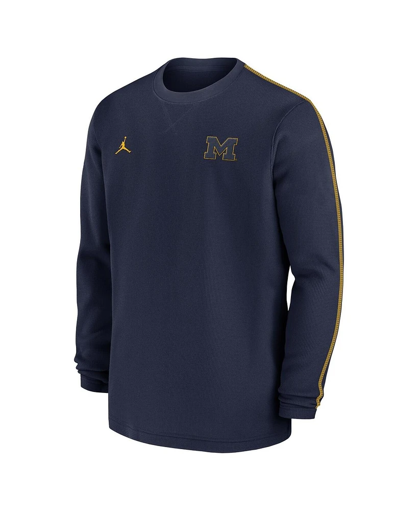 Jordan Men's Navy Michigan Wolverines 2024 Sideline Coaches Long Sleeve Top