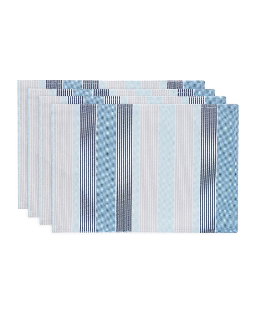 Izod Breakers Stripe Water-Resistant Indoor and Outdoor Placemats, Set of 4, 13" x 19"