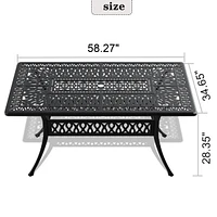 6-Person Rectangular Outdoor Aluminum Patio Dining Table
