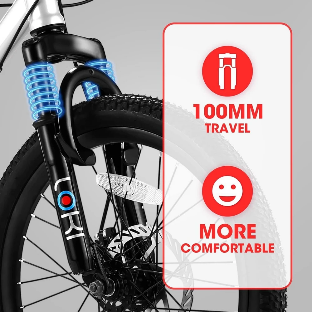 Streamdale Furniture 20" Kids' Mountain Bike, 7-Speed, Disc Brake, Suspension