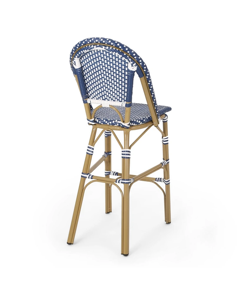 Streamdale Furniture Sleek Aluminum Bistro Barstools with Durable Poly Rattan Weave