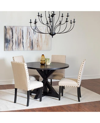5-piece Dining Set, Cross-Buck Dining Table with 4 Stylish Chairs