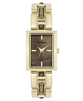Anne Klein Women's Quartz Pyrite Gemstone Accented Gold-Tone Alloy Metal Bracelet Watch, 21mm