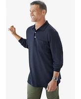KingSize Tall Longer-Length Long Sleeve Shrink-Less Cotton Polo