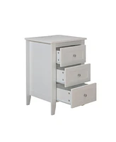 3 Drawer Nightstand With Charging Station And Usb Ports & Power Outlets, Wooden Bedside