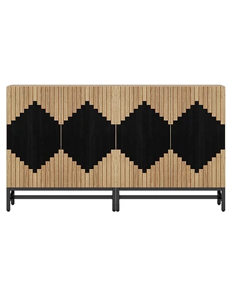 Tribesigns FarmYFuse Sideboard Cabinet with Storage, 63" Buffet Storage Cabinet with Doors, Tall Vintage Credenza Wood Coffee Accent Cabinet with Stor