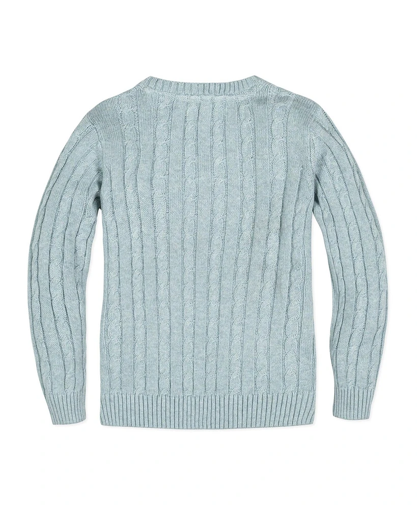 Hope & Henry Boys Organic Long Sleeve Fine Gauge Cable V-Neck Sweater