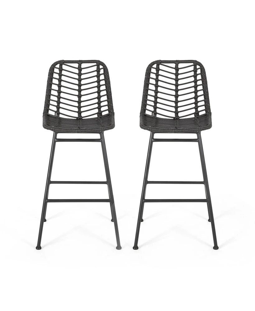 Exclusive Wicker Barstools for Chic Outdoor Ambiance (Set of 2)