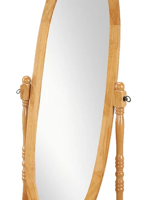 Traditional Queen Anna Style Wood Floor Cheval Mirror, Oak Finish
