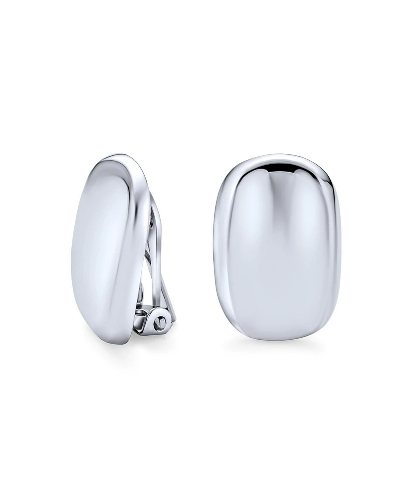 Bling Jewelry Geometric Rectangular Concave Clip On Earrings Non Pierced Sterling Silver Alloy Clip