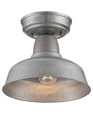John Timberland Urban Barn Rustic Industrial Farmhouse Semi Flush-Mount Outdoor Ceiling Light Fixture Galvanized 10 1/4" for Exterior Deck House Porch