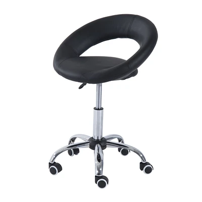 Homcom Adjustable Swivel Hydraulic Leather Salon Stool Rolling Chair,