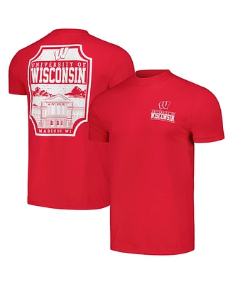 Image One Men's Red Wisconsin Badgers Campus Badge Comfort Colors T-Shirt