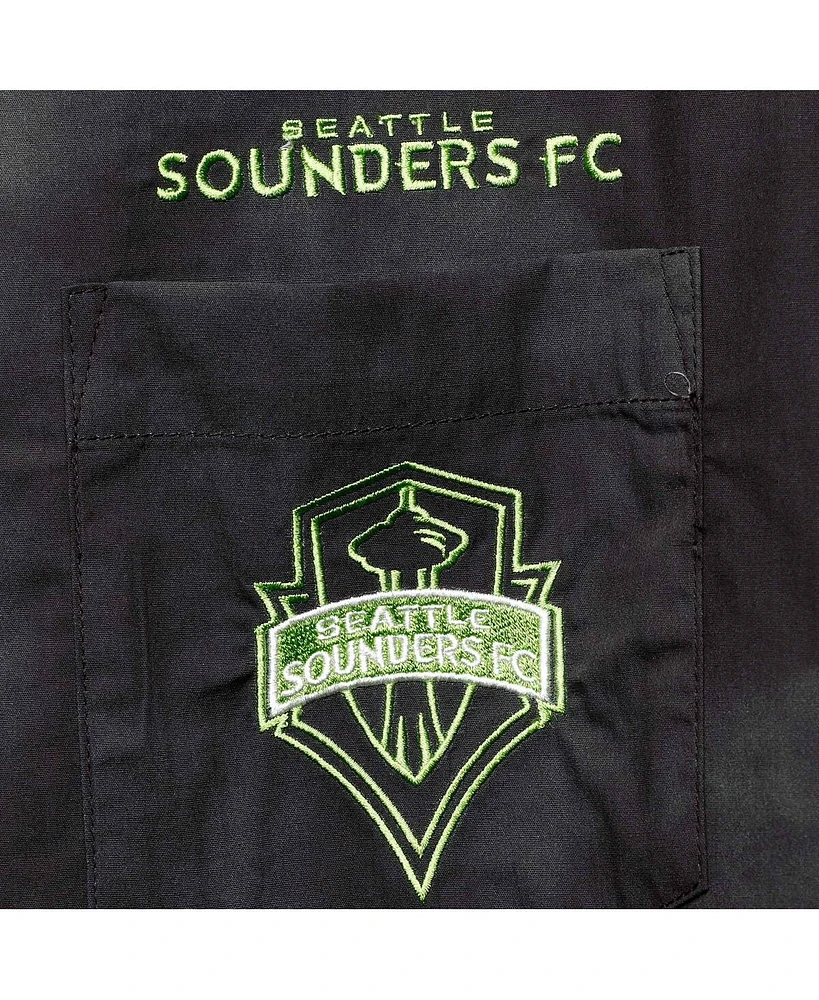 The Wild Collective Men's Black Seattle Sounders Fc Abstract Cloud Button-Up Shirt