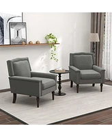 1 Pcs Mid-century Modern Armchair with Thick Cushion & Rubber Wood Legs for Living Room