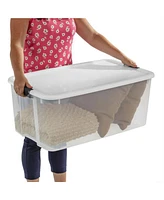 Sterilite 116 Quart Clear Stackable Latching Storage Box Containers, 4 Pack
