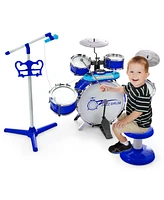 Sugift Kids Jazz Drum Keyboard Set with Stool and Microphone Stand