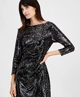 Kasper Women's 3/4-Sleeve Shimmer-Dot Sheath Dress, Regular & Petite Sizes