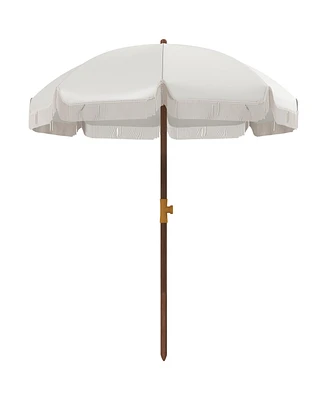Outsunny 6.2' Ruffled Beach Umbrella with Carry Bag, Vent, Light