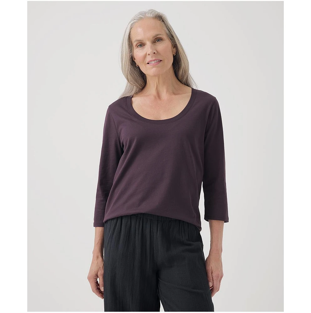 Pact Women's Organic Cotton Softspun Scoop Neck 3/4 Sleeve Tee