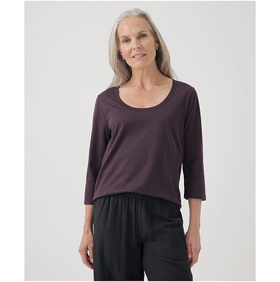 Pact Women's Organic Cotton Softspun Scoop Neck 3/4 Sleeve Tee
