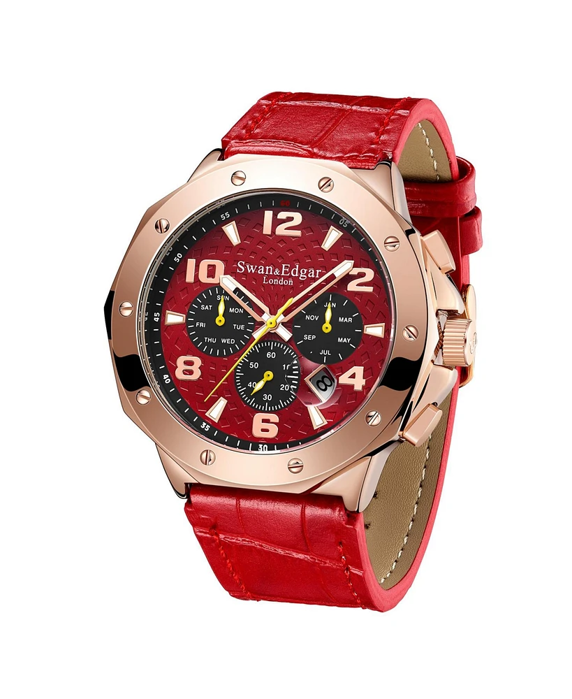 SE1491 Swan & Edgar Hand Assembled Defence Timer Automatic Rose Red