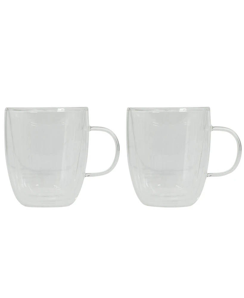 Mr. Coffee Retro Machiato Large 16 Ounce Insulated Double Wall Glass Coffee & Tea Cups, Set of 2