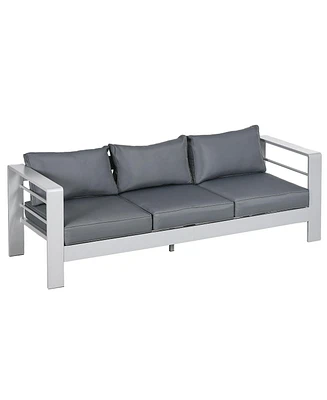 Outsunny Patio Furniture with Cushions, Aluminum Outdoor Sofa,