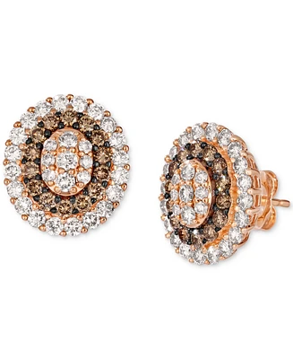 Le Vian Chocolate Diamond & Nude Halo Cluster Stud Earrings (2 ct. t.w.) 14k Rose Gold