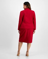 Le Suit Plus Size Blazer & Pencil Skirt Suit