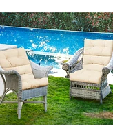 Tufted Patio High Back Chair Cushion with Non-Slip String Ties