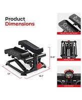 Total Body Smart 2-in-1 Stepper Machine, Total Body Workout, Adjustable Hydraulic, Lcd Monitor, Resistance Bands, Non-Slip Pedals with Optional Smart