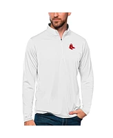 Antigua Men's White Boston Red Sox Tribute Quarter-Zip Pullover Top