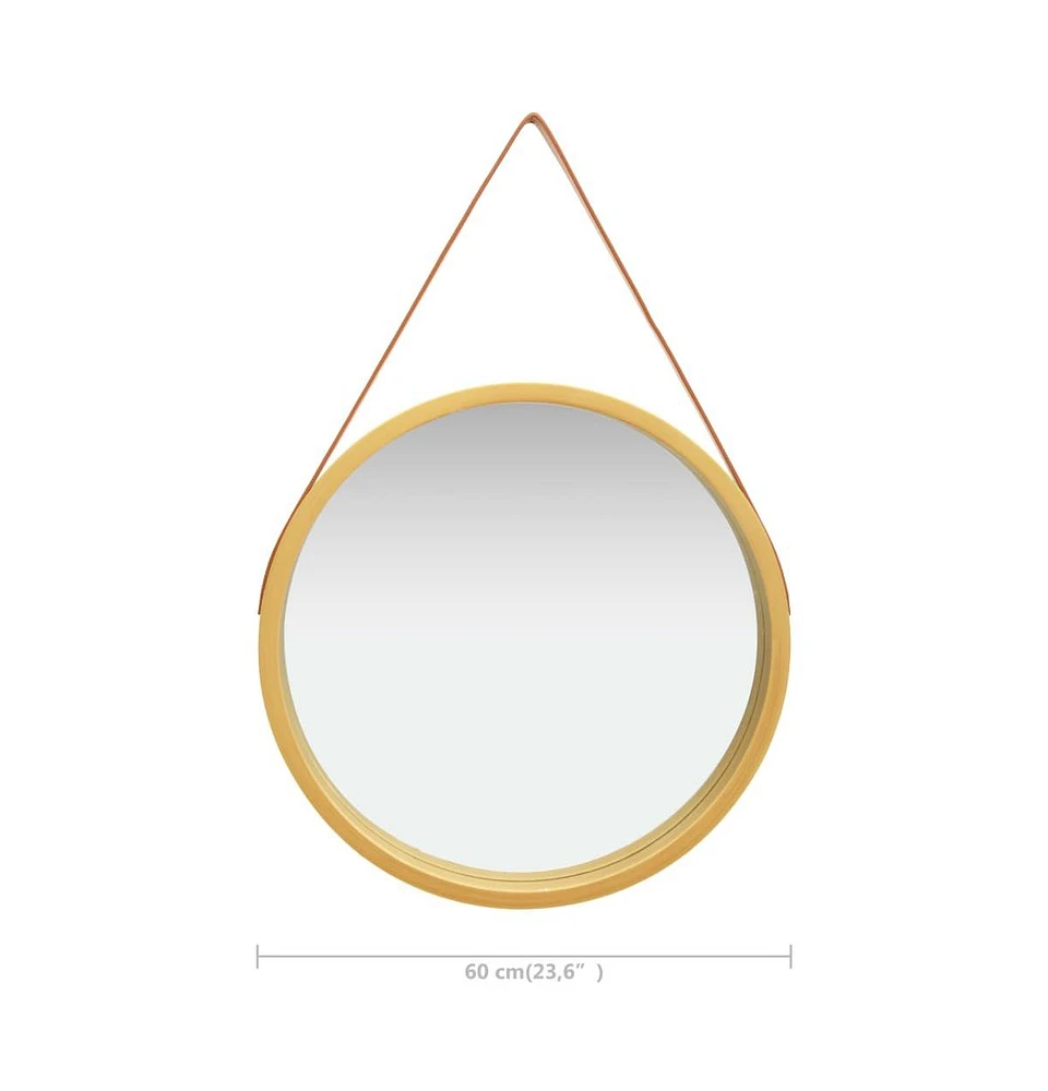 vidaXL Wall Mirror with Strap 23.6" Gold